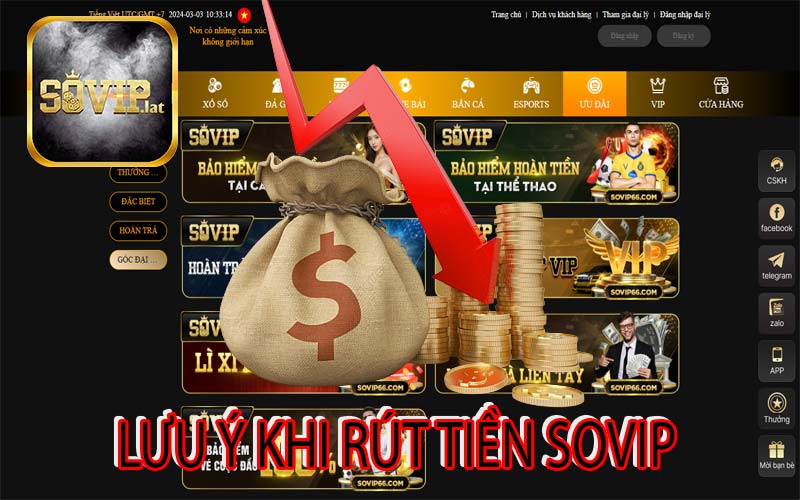 Lưu ý khi rút tiền Sovip