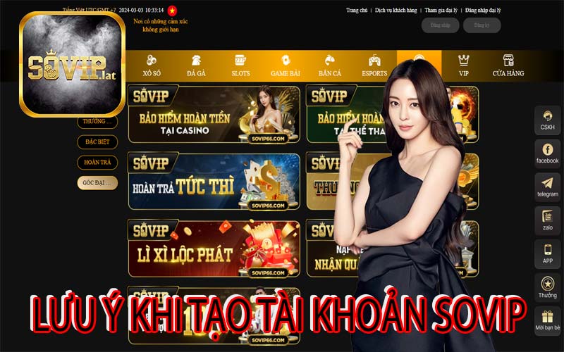 Lưu ý khi tạo tài khoản Sovip